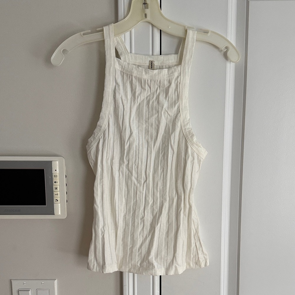 Emma & Sam Ivory Pleated Tank Top